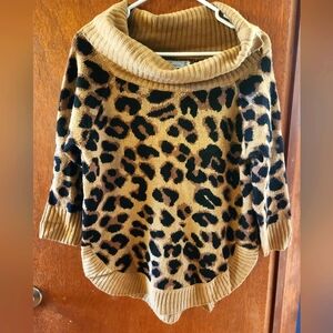 Leopard print cowl neck sweater